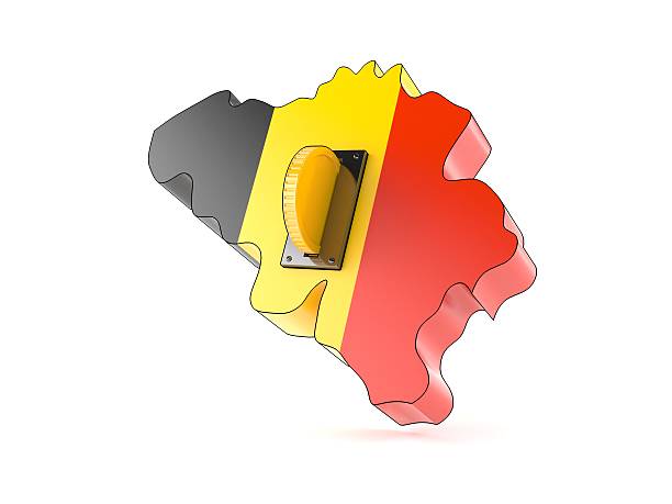 belgio finanza - belgium map flag three dimensional shape foto e immagini stock
