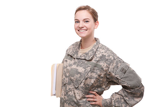 istock Female soldier with hand on hip 536135965