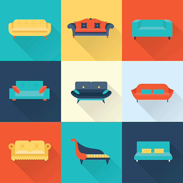 Vector sofa icons vector art illustration