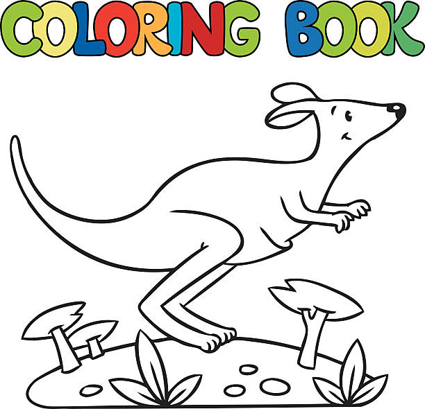 ilustraciones, imágenes clip art, dibujos animados e iconos de stock de libro para colorear de poco kangaroo - kangaroo animal humor fun