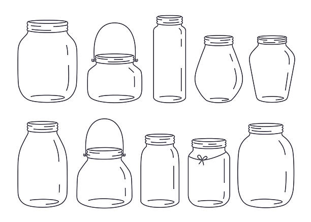 krüge set - jar canning food preserves stock-grafiken, -clipart, -cartoons und -symbole