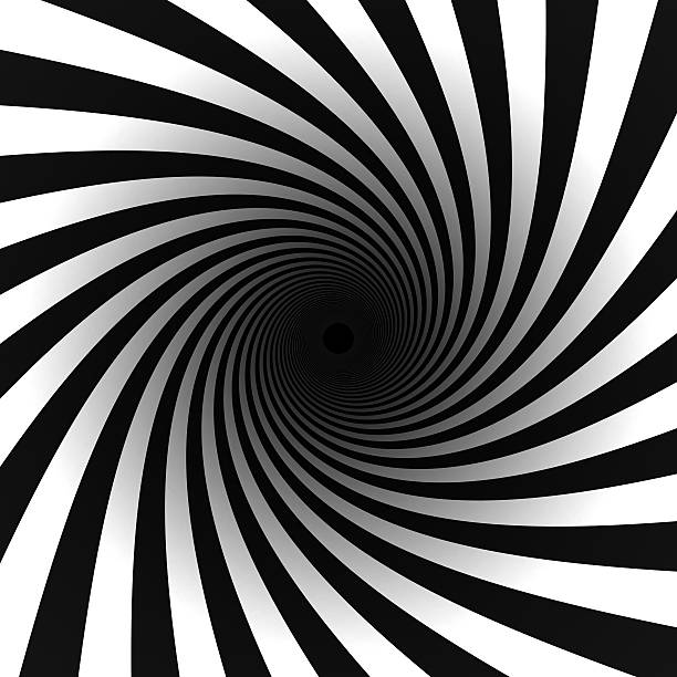 ブラックとホワイトのスパイラル(spiral ) - illusion spiral black white ストックフォトと画像