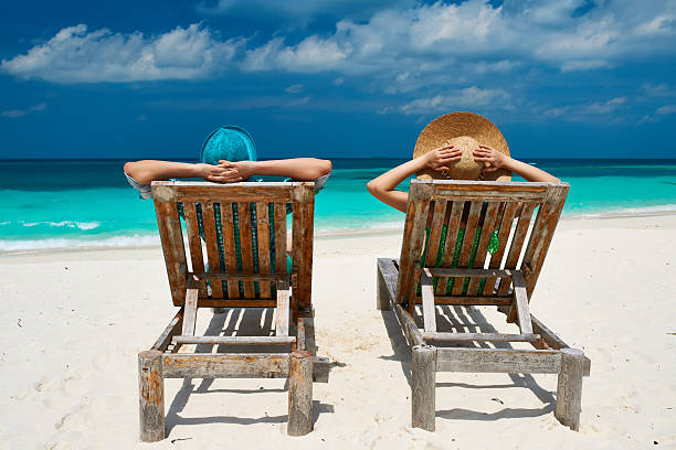 istock Couple in green on a beach at Maldives 536141907