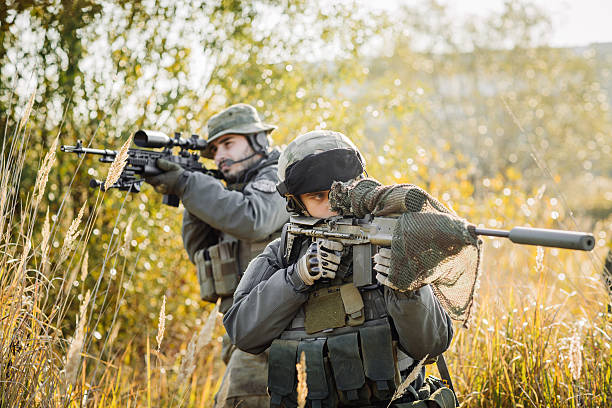 istock Army Rangers patroling on a battlefield 536169645
