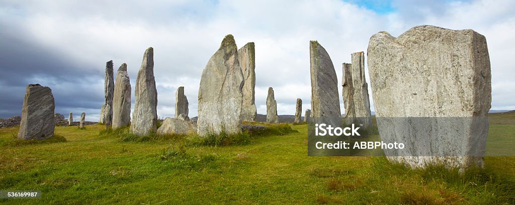 Prehistoric site with menhirs in Scotland. Callanish. Lewis isle Prehistoric site with menhirs in Scotland. Callanish. Lewis isle. Horizontal 2015 Stock Photo
