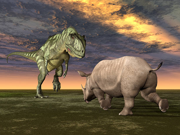 istock Yangchuanosaurus and Rhinoceros 536170159