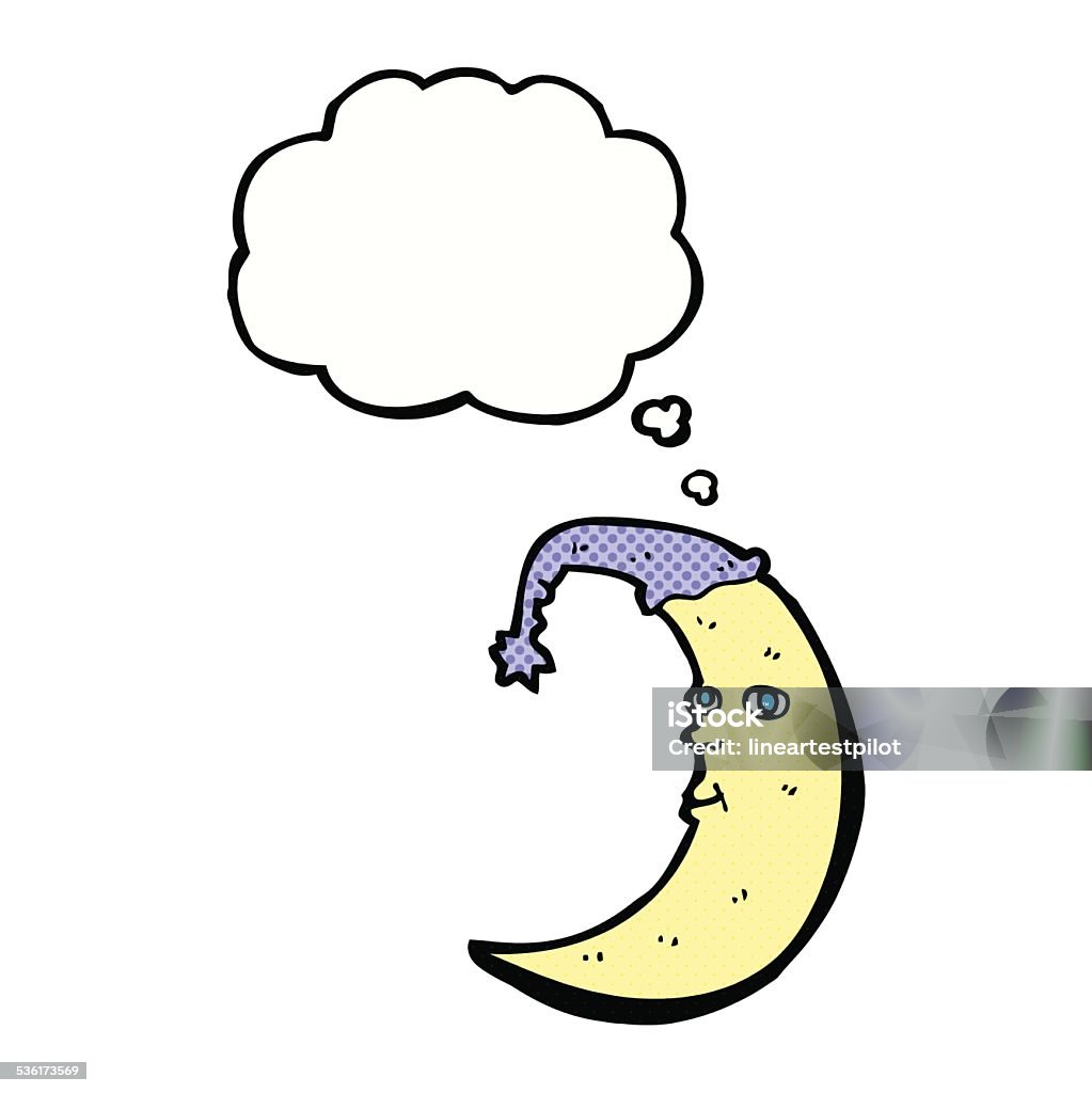sleepy moon Comic mit Gedanken-Blase - Lizenzfrei Bizarr Vektorgrafik