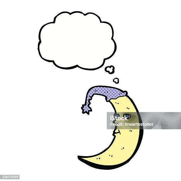Sleepy Moon Comic Mit Gedankenblase Stock Vektor Art und mehr Bilder von Bizarr - Bizarr, ClipArt, Denkblase