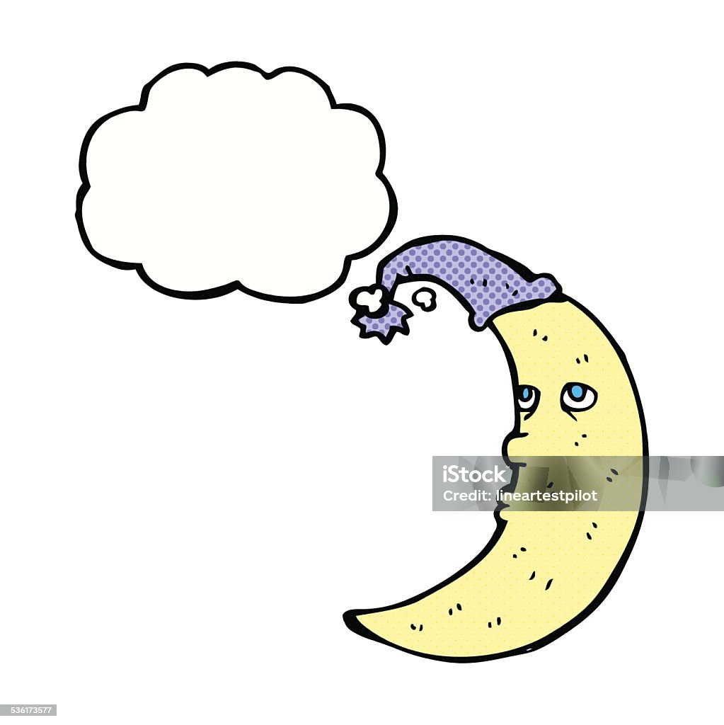 sleepy moon Comic mit Gedanken-Blase - Lizenzfrei 2015 Vektorgrafik