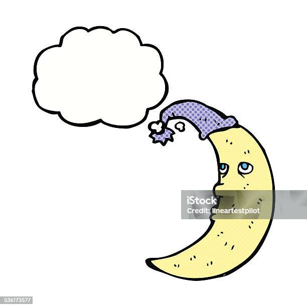 Sleepy Moon Comic Mit Gedankenblase Stock Vektor Art und mehr Bilder von 2015 - 2015, Bizarr, ClipArt