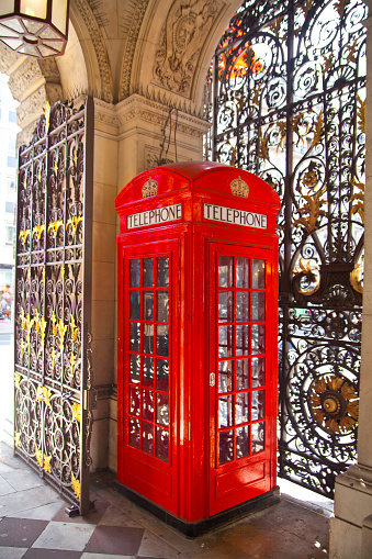 London, UK- May 14, 2014: Iconic British red telephone box in Piccadilly street 