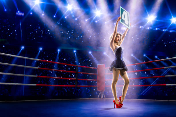 istock Boxing ring girl  is holding the number 536191211