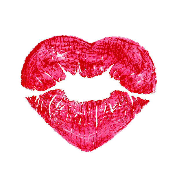 ハートキス唇の上に孤立した白い背景 - lipstick kiss kissing lipstick love ストックフォトと画像