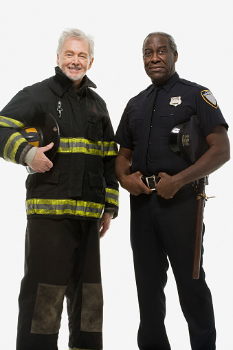 Portrait of a firefighter and a police officer