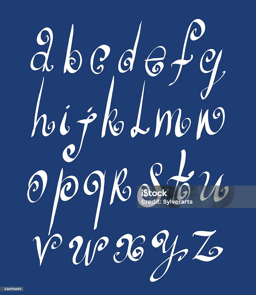 1 Script Letter Handwritten Vector Script Alphabet Letters Set Stock Illustration ...