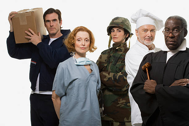 istock Delivery man surgeon soldier chef and judge 536195565