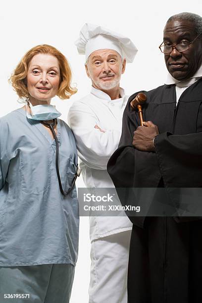 Portrait Of A Surgeon A Chef And A Judge Stock Photo - Download Image Now - Arms Crossed, Judge - Entertainment, Judge - Law