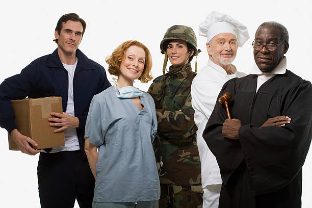 istock Delivery man surgeon soldier chef and judge 536195581