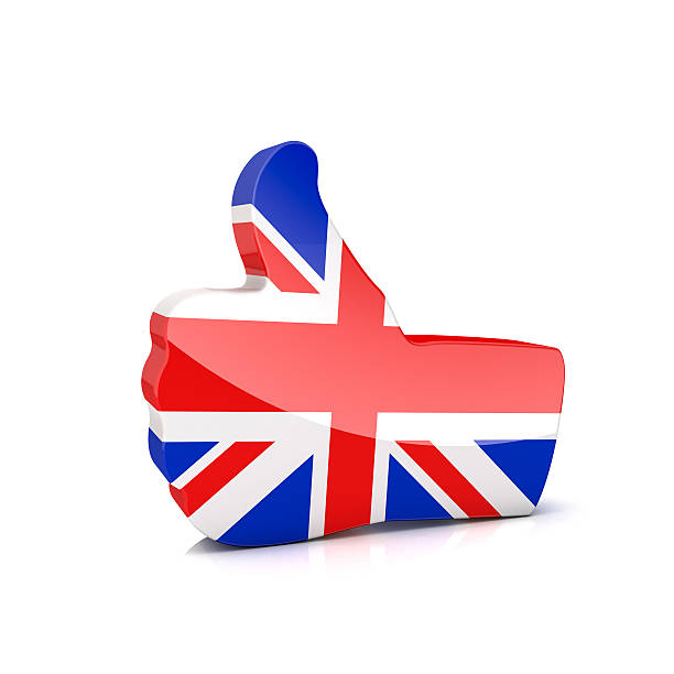 istock United Kingdom  flag pattern on 3D thumb up 536195911