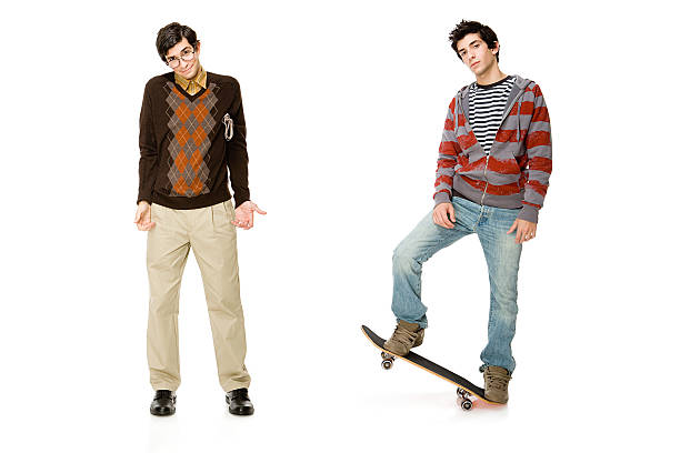 Geek and skater Geek and skater nerd teenager stock pictures, royalty-free photos & images