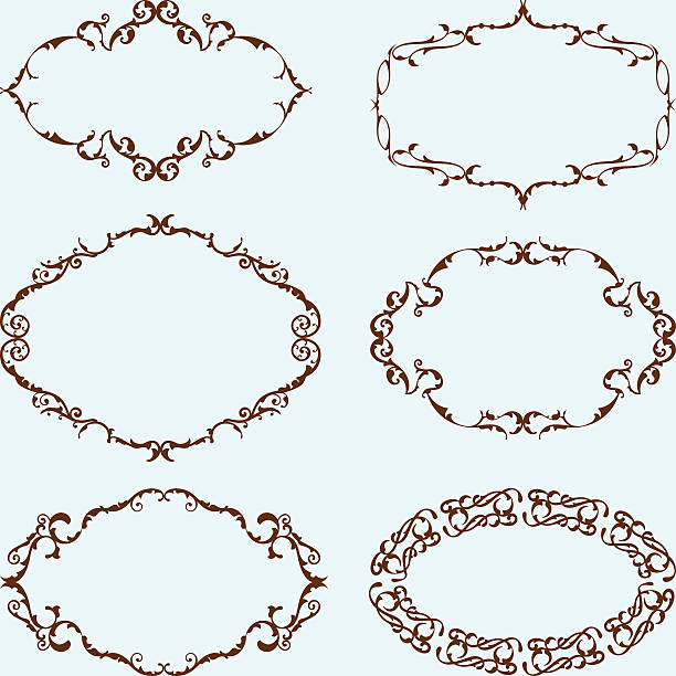 набор frame - tendril fabolous curve pattern stock illustrations