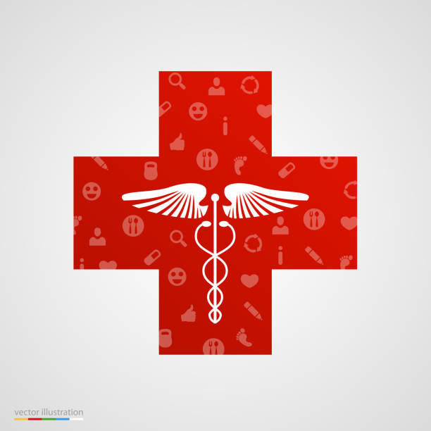 istock Medical cross with medical icons. 536216265