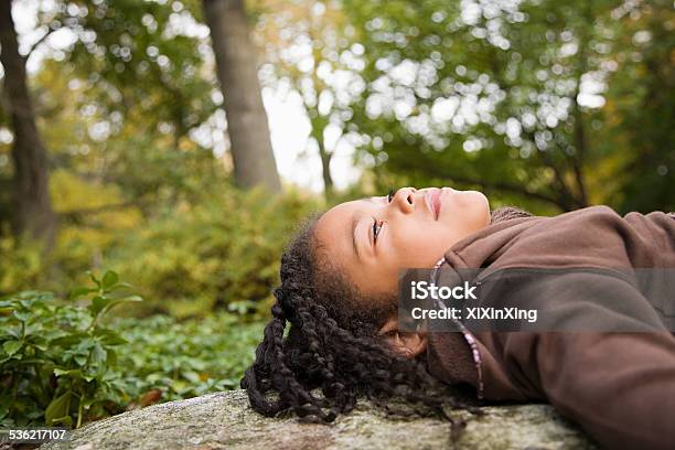 Girl In A Forest Stock Photo - Download Image Now - Child, Nature, Teenager