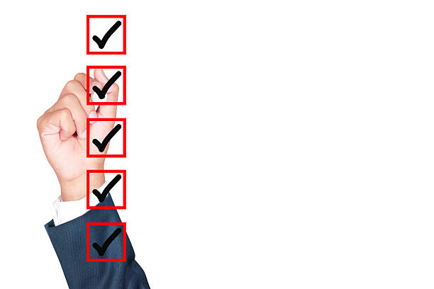 istock Hand Business man tick check box 536222361