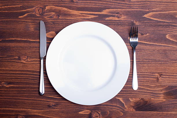 istock white plate and fork next  knife  wooden board top view 536243965