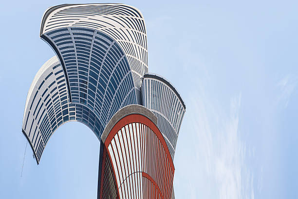 istock Abstract facade lines and glass reflection on modern building 536244511