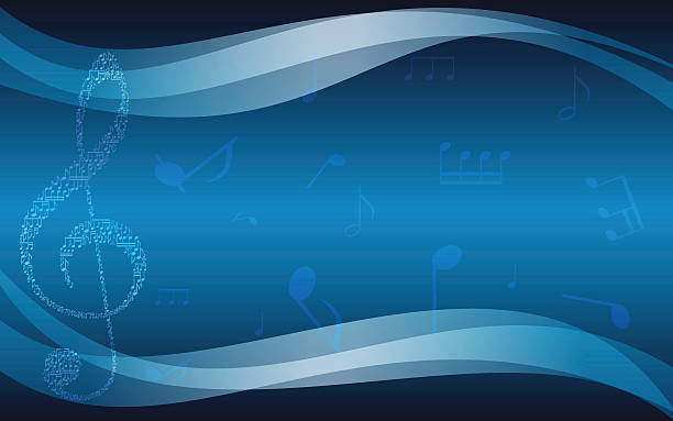 blau musik hintergrund mit violinschlüssel-vektor-flyer - jazz backgrounds backdrop image stock-grafiken, -clipart, -cartoons und -symbole