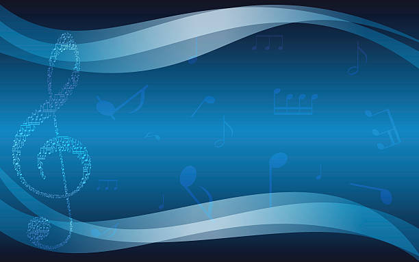 ilustrações, clipart, desenhos animados e ícones de azul fundo musical com de vetor de clave de sol - jazz backgrounds backdrop image