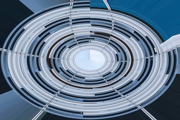 istock Abstract facade lines and glass reflection on modern building 536245357