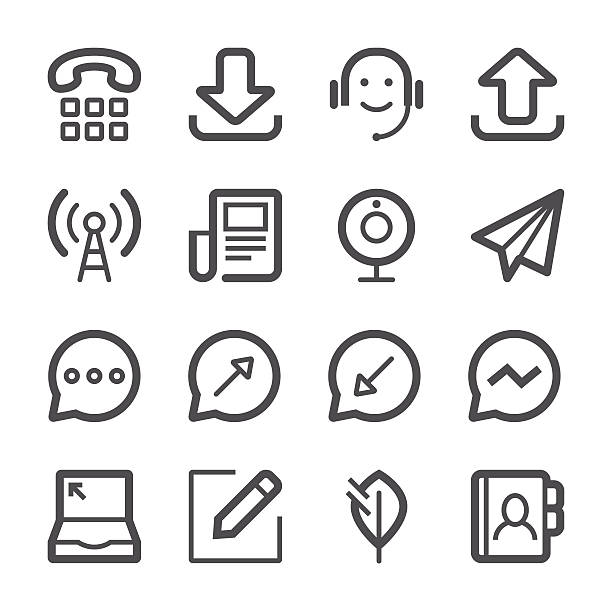 Communication Icons set 2 | Stroke Series Professional set of 16 black and white pixel perfect icons ready to be used in websites, apps and all kinds of design projects. EPS 10 file. news feed icon stock illustrations