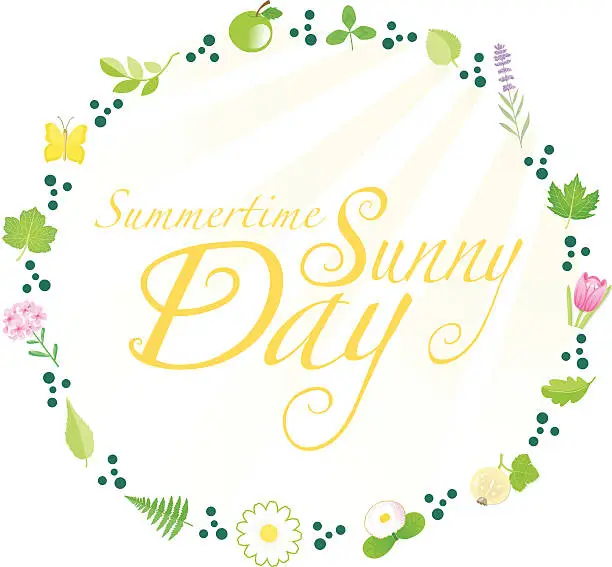 Vector illustration of Sunny Day in Summertime (Flowerborder)