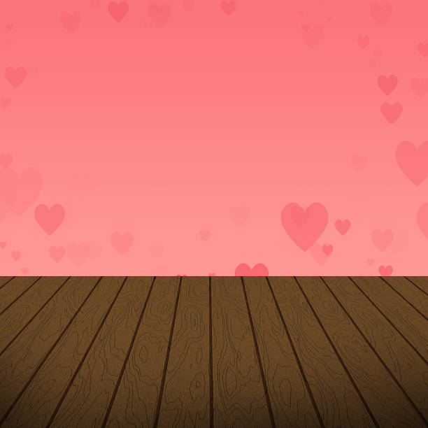 istock Abstract Pink Heart bubbles with wood background 536247981