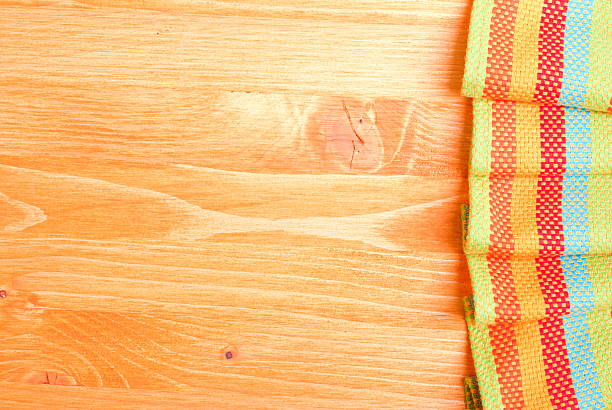 istock napkin yellow board on right, left space for text 536248641