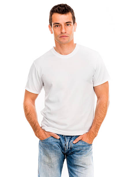 istock white t shirt on a young man 536249251