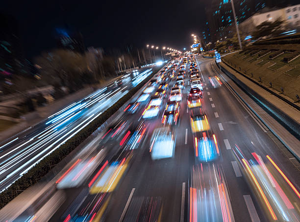 istock Urban highway traffic at night 536249491