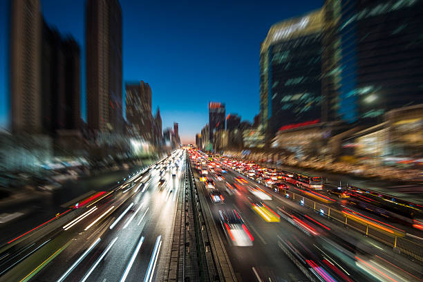 istock Urban highway traffic at night 536249515