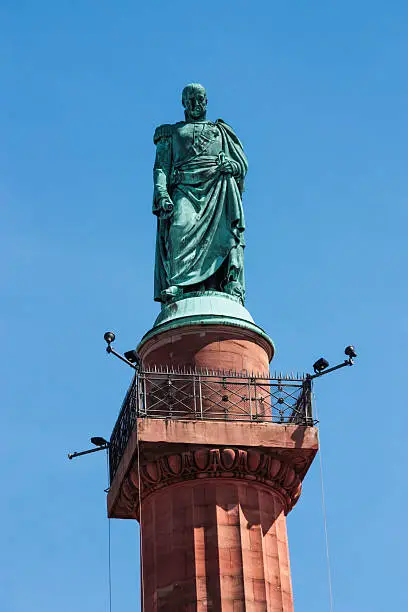 The statue of King Ludwig I, erected in 1844 overlooking Luisenplatz in central Darmstadt, Germany.