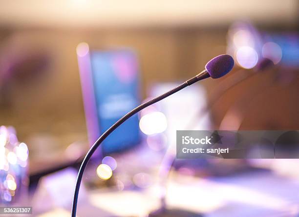 Conference Microphone Stock Photo - Download Image Now - Lectern, Microphone, 2015