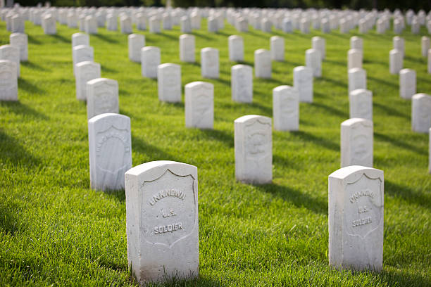 istock military cemetery headstones mark dead veterans graves 536270346