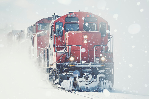 Freight Train in Snow