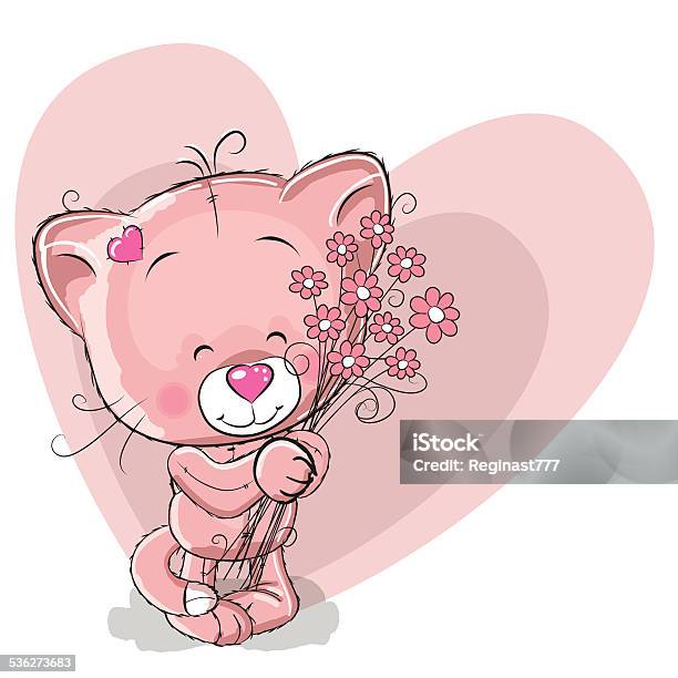 Cat With Flowers Stock Illustration - Download Image Now - 2015, Animal, Animal Themes