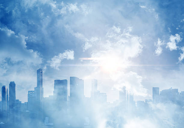 istock Panoramic view of a city and cloudy sky 536275997