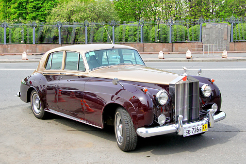 Moscow, Russia - May 6, 2012: Rolls-Royce Silver Cloud vintage motor car parked at the city street.
