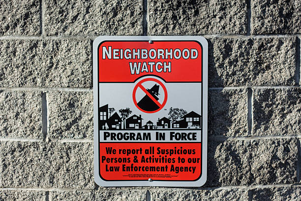 Orange & Black Neighborhood Watch Sign stock photo