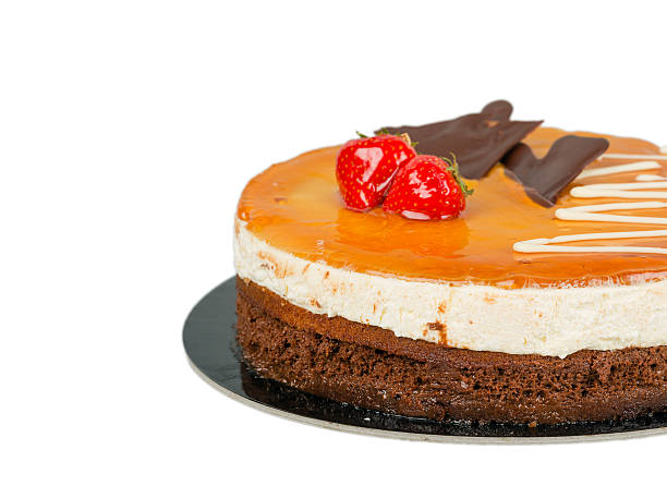 istock Chocolate cake with caramel on top isolated 536285569