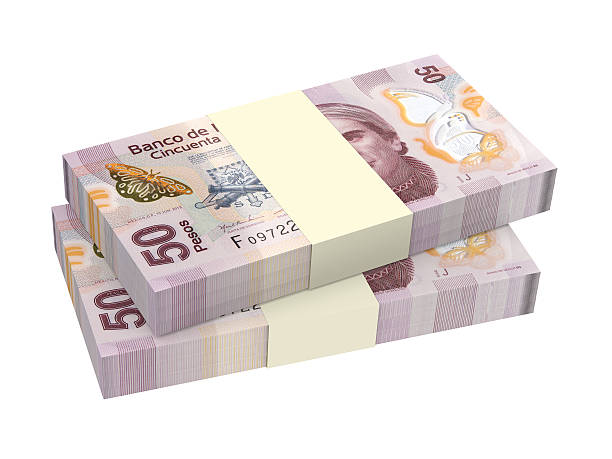 istock Mexican pesos isolated on white background. 536287573